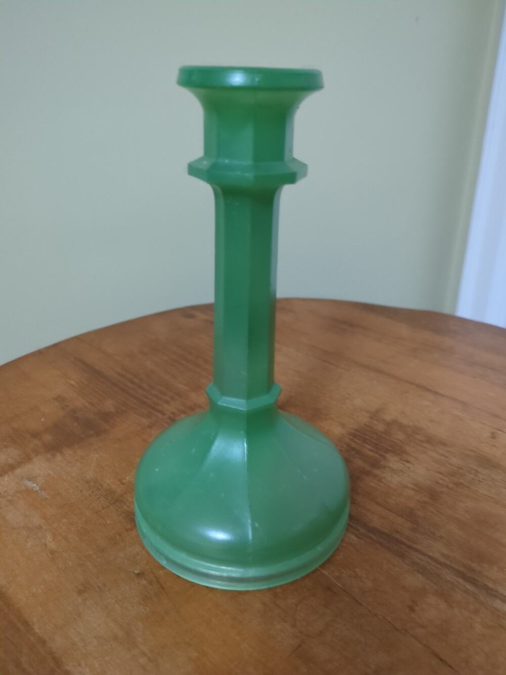 Lancaster Glass Vintage #85 Single Green Candlestick 7"